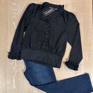 Karl Lagerfeld Black Ruffled blouse.